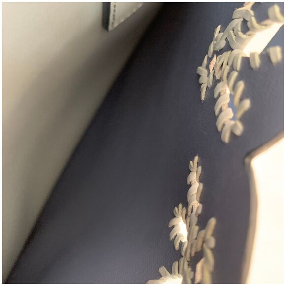 Kate Spade Dusty Blue Scallop Laser Cut Leather Tote Crossbody Bag Purse - Picture 13 of 13